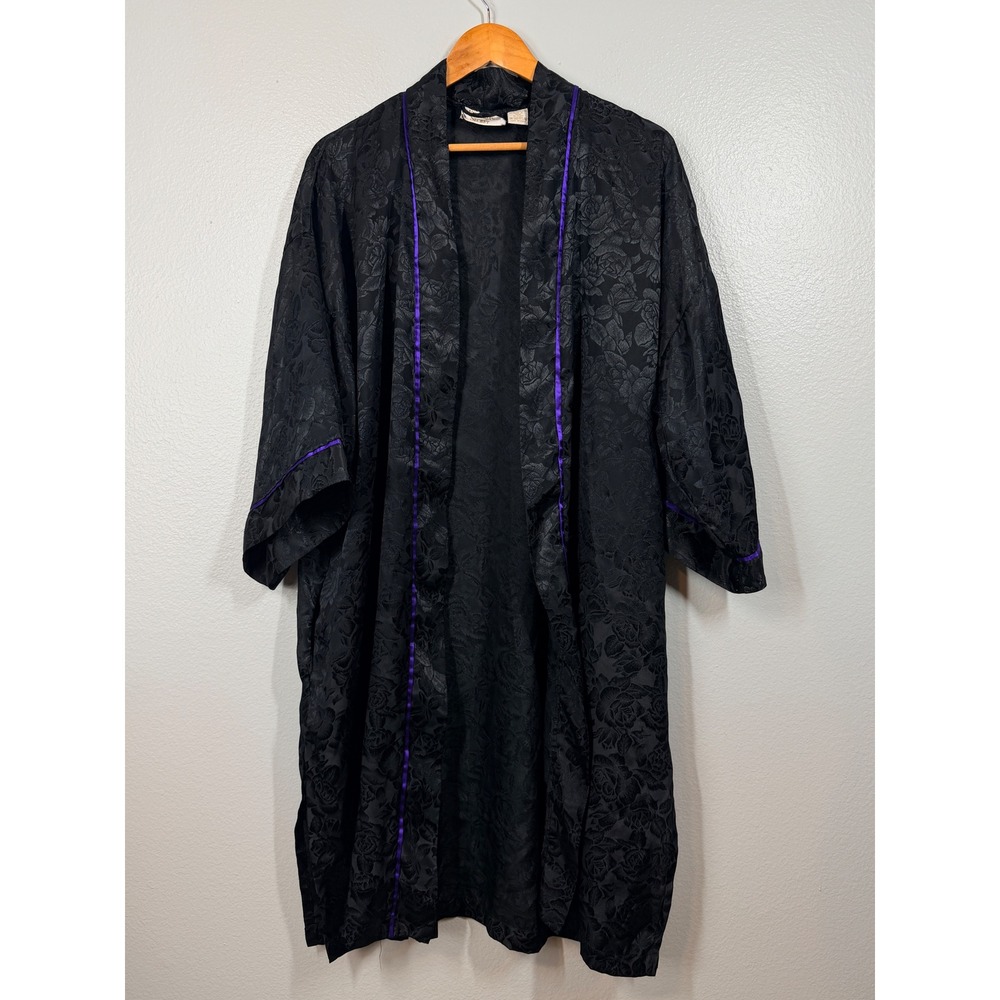 Victorias Secret Gold Label Robe Women's‎ OS Black Floral Rose Jacquard
